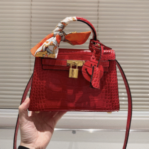 H-Classic crocodile print Carrie bag-124