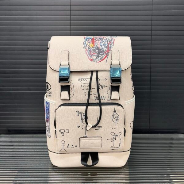 C-X Basquiay collaboration backpack Track Graffiti Flap Drawstring Men's Backpack-158
