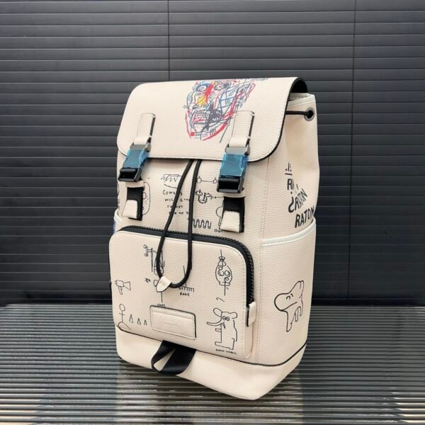 C-X Basquiay collaboration backpack Track Graffiti Flap Drawstring Men's Backpack-158 - Image 2