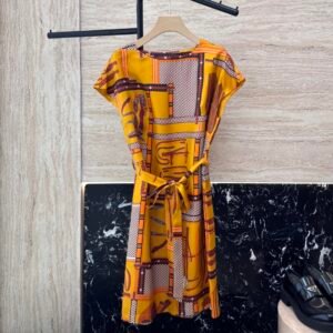 H-New Silk Printed Dress-205