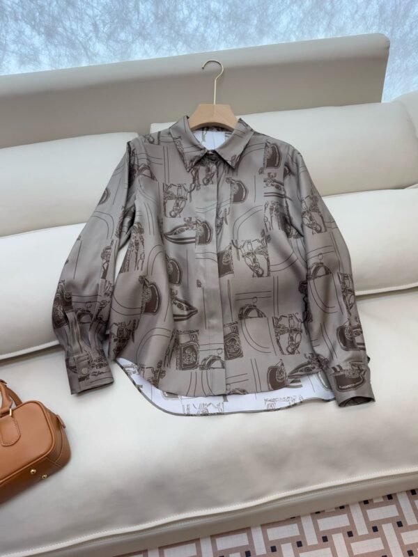 H-New Silk Printed Long Sleeve Shirt-207