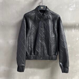 C-New fashionable diamond-shaped embossed leather jacket-210