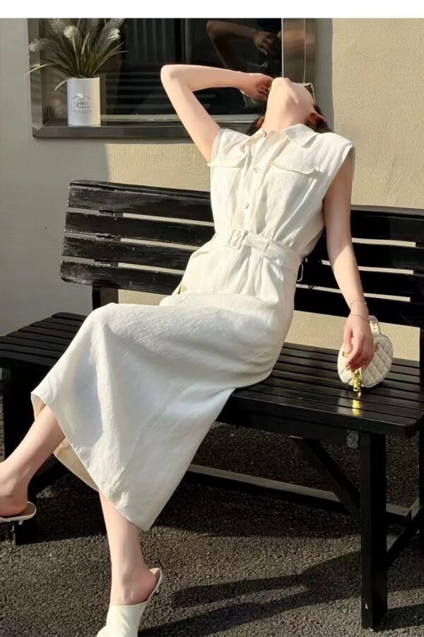 C-A waist-cinching and slimming linen dress-212 - Image 2