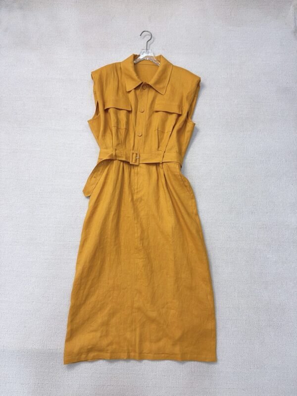 C-A waist-cinching and slimming linen dress-212 - Image 5