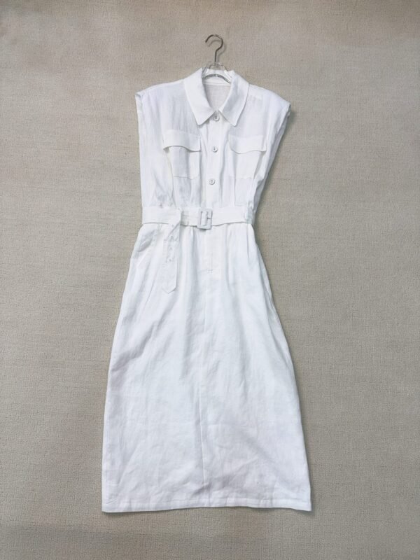 C-A waist-cinching and slimming linen dress-212 - Image 3