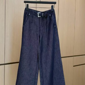 Y-High-end customized silver silk fabric jeans-213