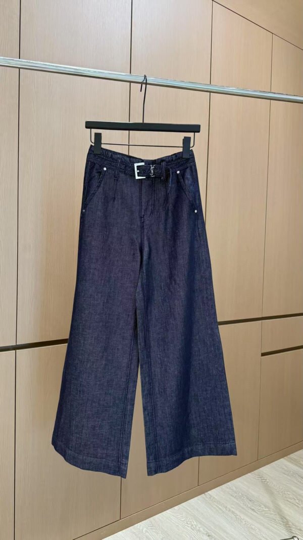 Y-High-end customized silver silk fabric jeans-213