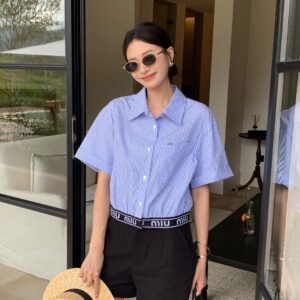 M-Patchwork striped shirt-219