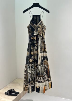 M-Retro Printed Suspender Dress-240
