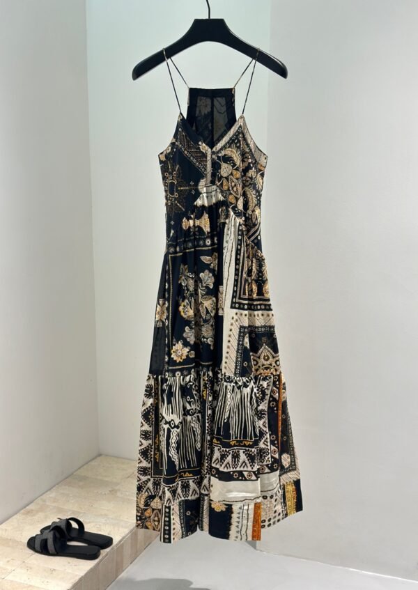 M-Retro Printed Suspender Dress-240