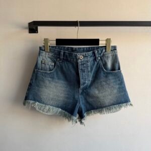 L-Vintage Raw Edge Denim Shorts-242
