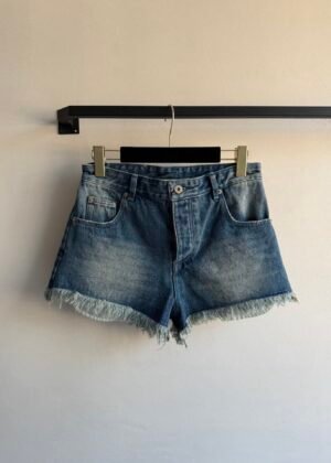 L-Vintage Raw Edge Denim Shorts-242