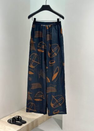 H-Classic Old Money Print Straight Trousers-248