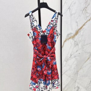 L-New Retro Floral Pattern Suspender Dress-250
