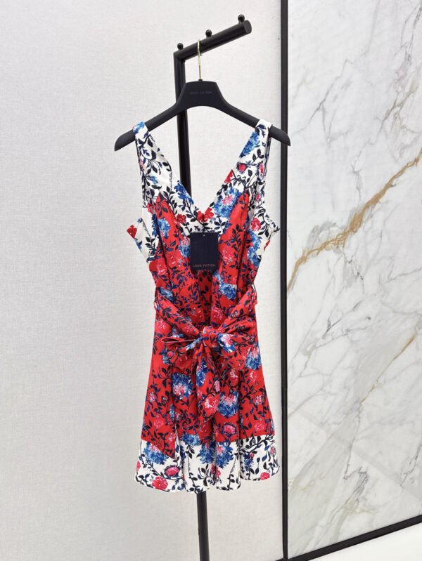 L-New Retro Floral Pattern Suspender Dress-250