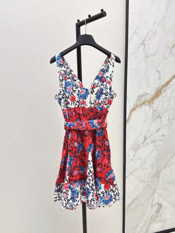 L-New Retro Floral Pattern Suspender Dress-250 - Image 3