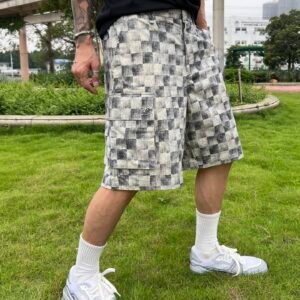 L-New Men's Printed Plaid Shorts-295