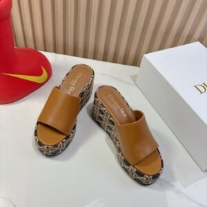 D-Classic Thick Bottom Slope Heel Women's Slippers-3124