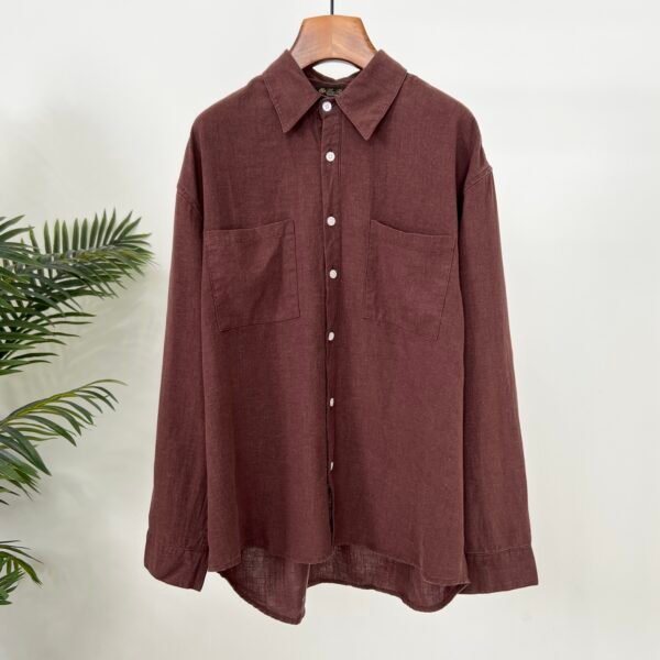 LP-Classic style linen long sleeve shirt-2144 - Image 2