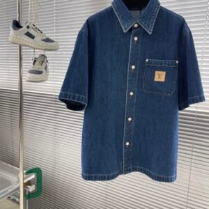 L-New men's high-quality denim short-sleeved shirt-2167