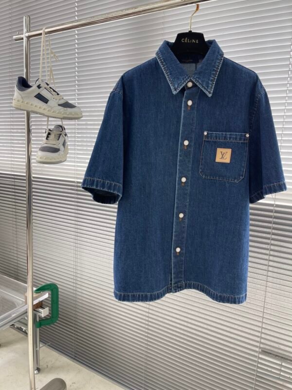 L-New men's high-quality denim short-sleeved shirt-2167