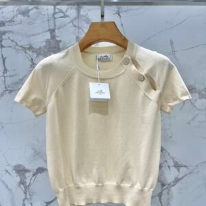 H-Classic cashmere knitted short-sleeved shirt-2171
