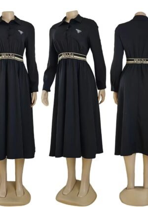 An elegant lady's shirt paired with a long dress-2210