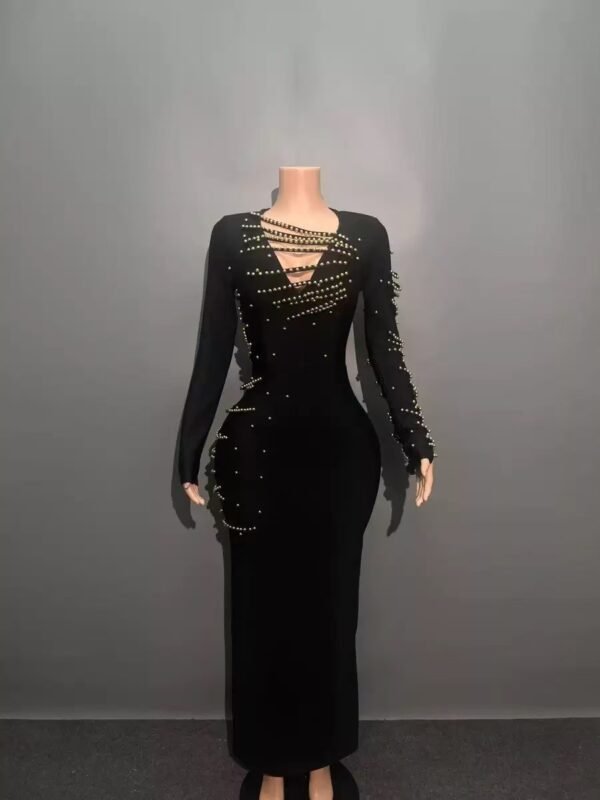 Elegance heavy industry long sleeve evening dress - Image 3
