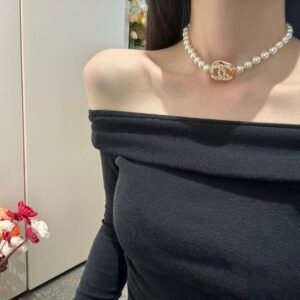 C-Pearl metal necklace-0129