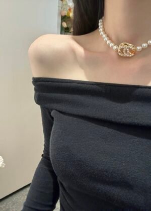 C-Pearl metal necklace-0129