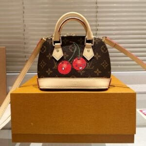 L-New cherry-printed leather bag 111