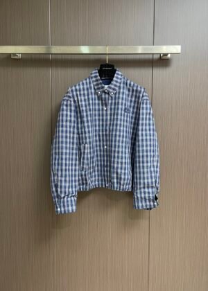 M-Checkered lapel coat-2350