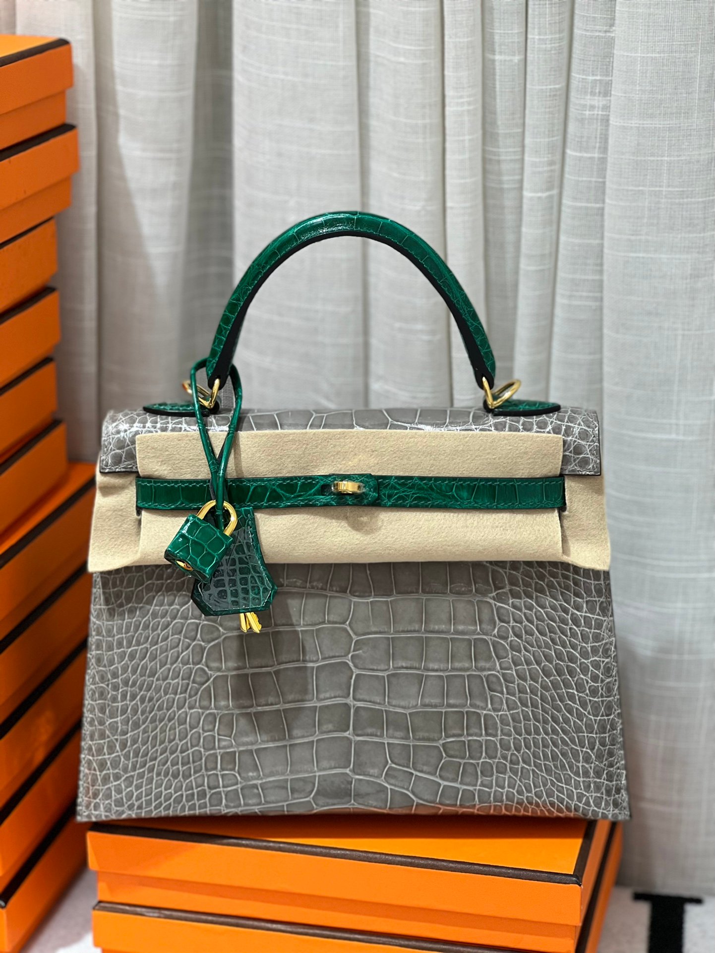 H-Top-quality hand-stitched Kelly bag-1298 - Image 4