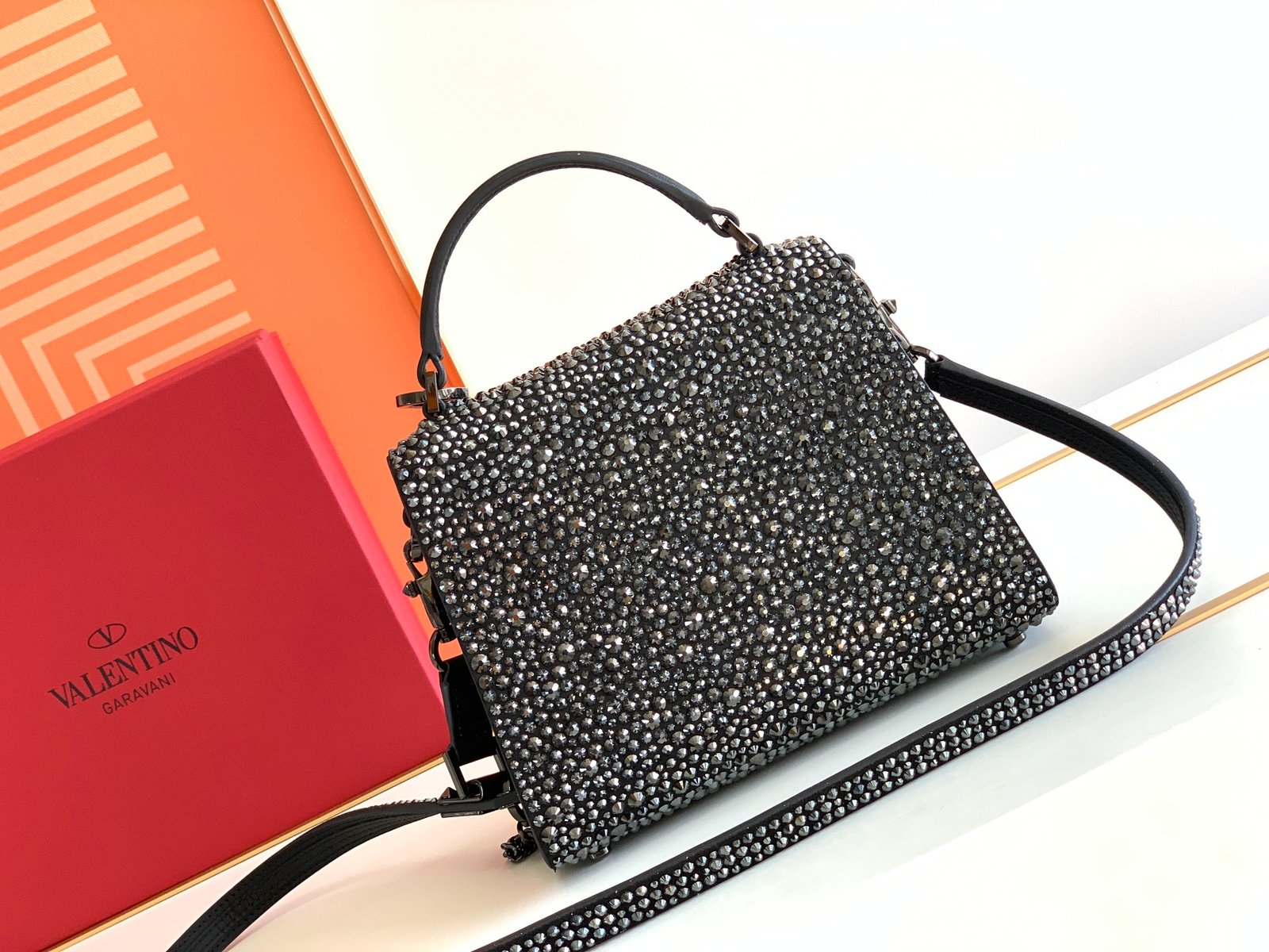 A-V-mini handbag with full diamond embellishment-1321 - Image 3