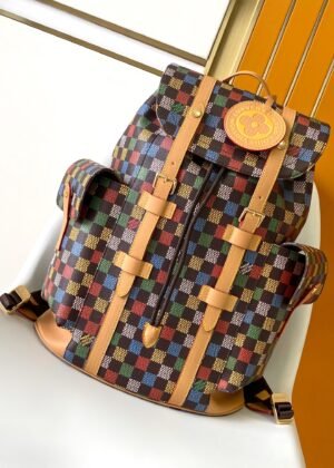 L-New checkered print backpack-1375
