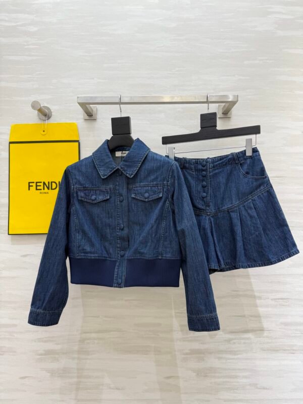 F-High-quality denim sweetheart set-2447 - Image 2