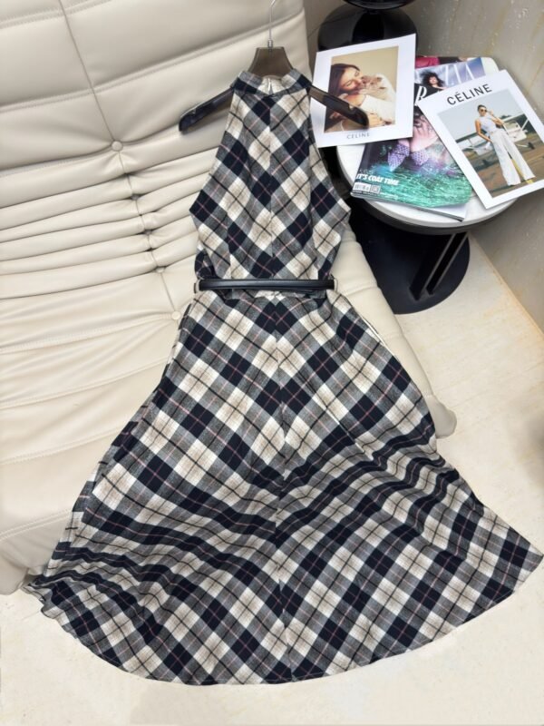 D-New checkered halter dress-2463 - Image 4