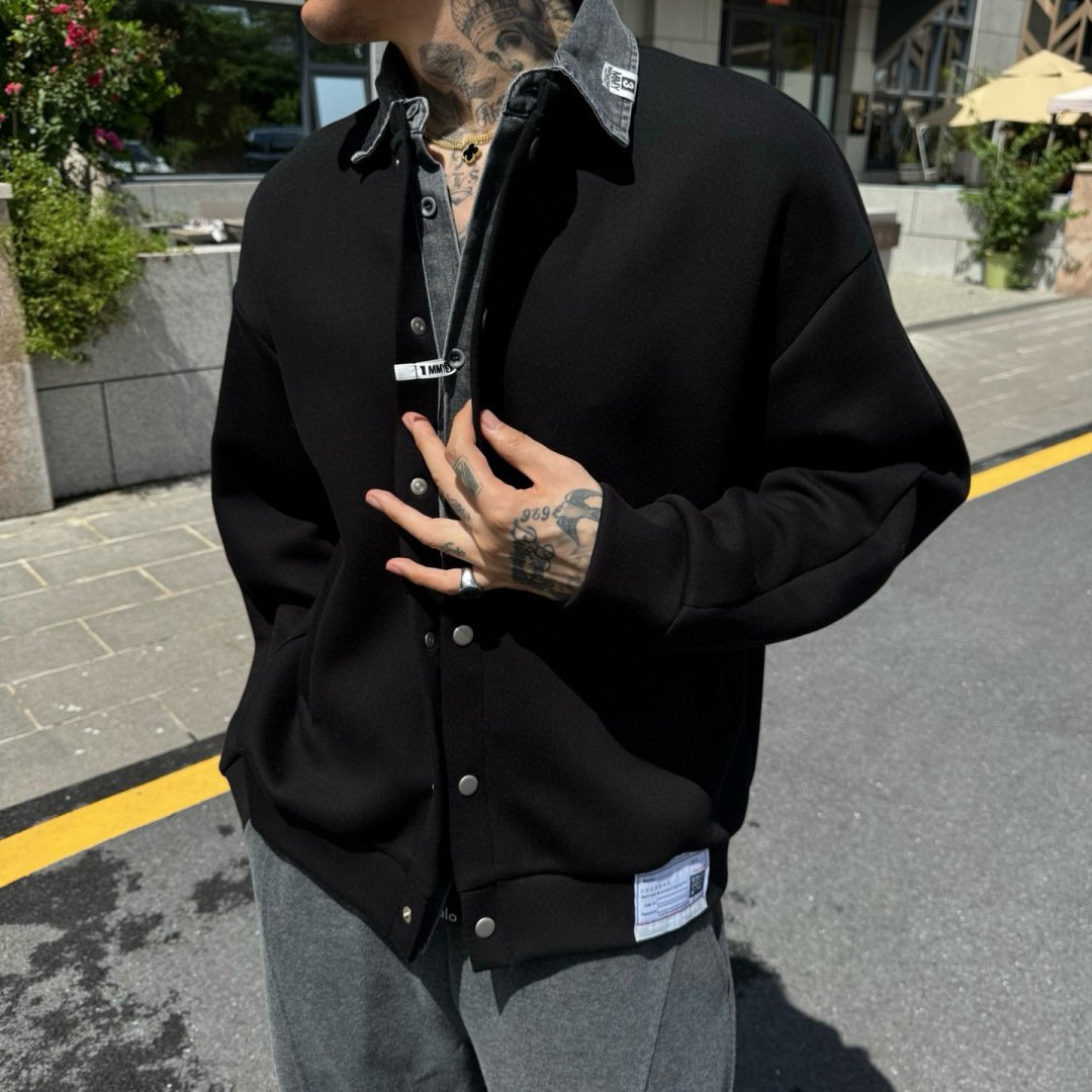 Y-Best-selling series - faux two-piece denim sweatshirt-2501