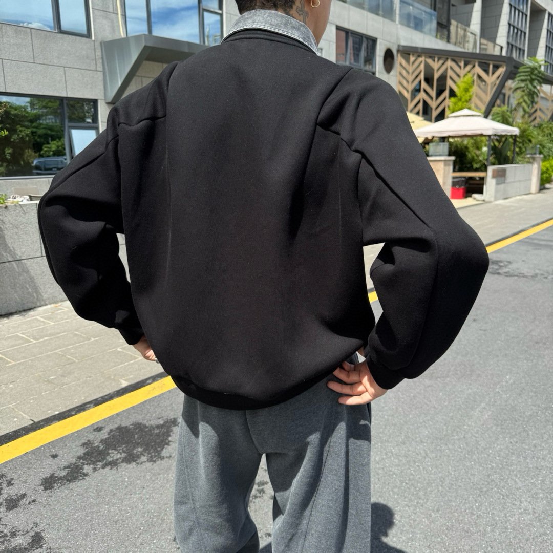 Y-Best-selling series - faux two-piece denim sweatshirt-2501 - Image 2