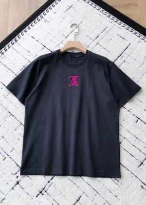 L-Large V-Letter Print Short-Sleeve Shirt-2581