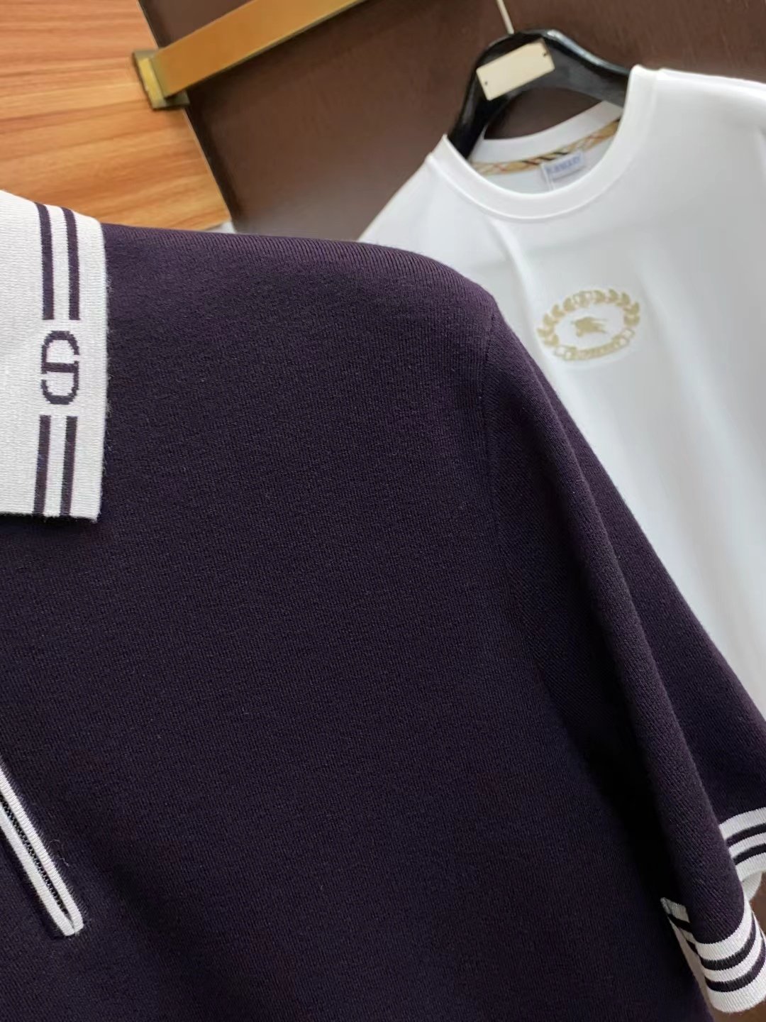 D-Short-Sleeve Collared Knit Sweater-2612 - Image 2