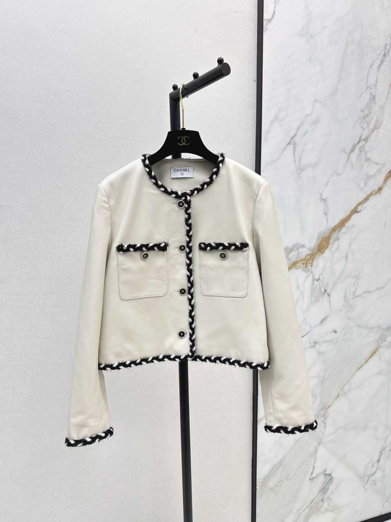 A-High-Quality Silk and Leather Chanel-Style Jacket-2667