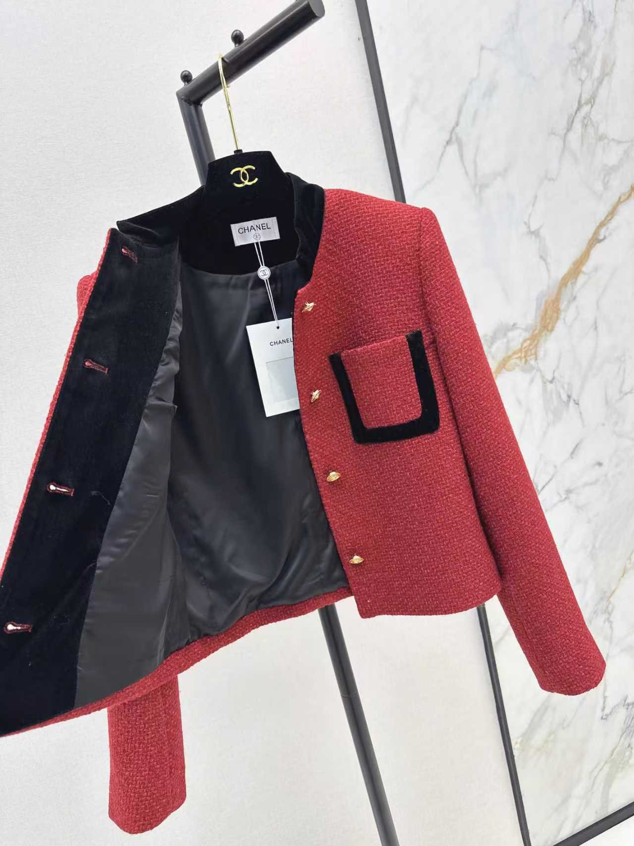 C-Classic Velvet Patchwork Chanel-Style Jacket-2683 - Image 6