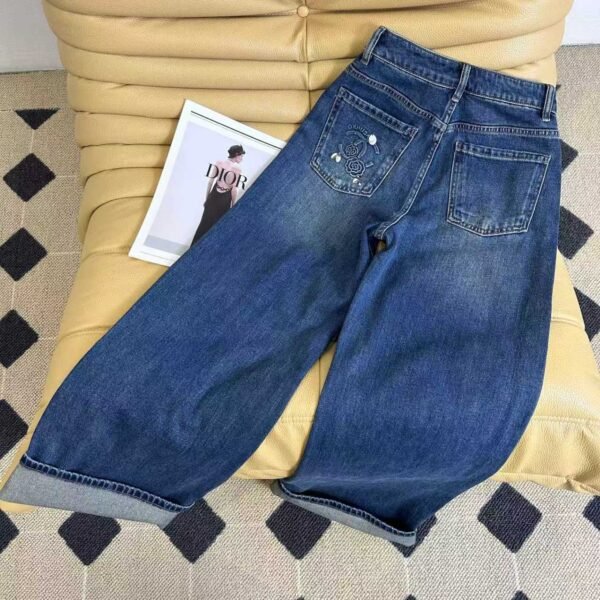 C-New Arrival Rhinestone Camellia Denim Pants-2698 - Image 4
