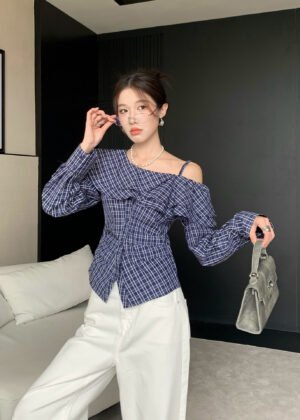 A-Niche-style off-the-shoulder blouse-2737