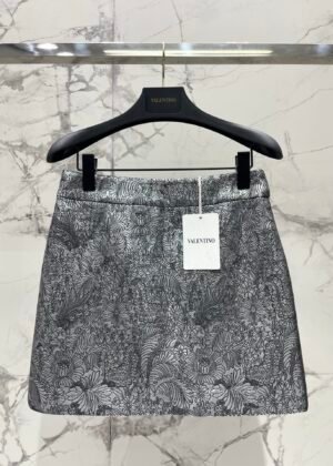A-Gold and Silver Thread Jacquard Mini Skirt-2741