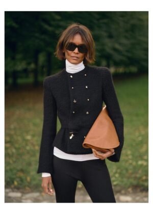 A-Classic Double-Breasted Coat with Contrasting Buttons-2755