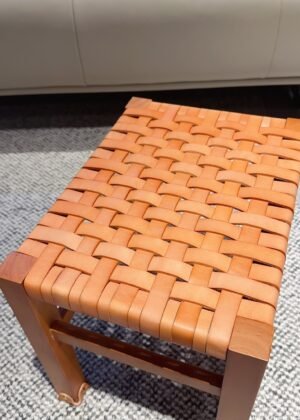 Woven Leather Square Stool-5024